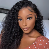 Chic Girl Look Tangle-free Human Hair Romantic Wave Curly Lace Frontal Wig